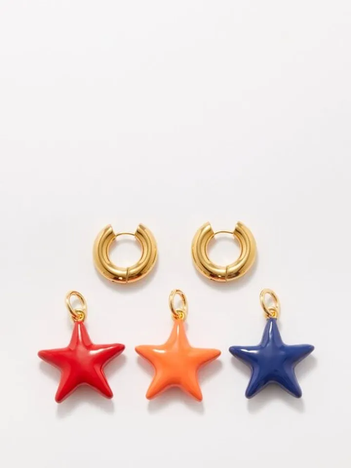 Mix And Match Star Charm Gold-plated Earrings