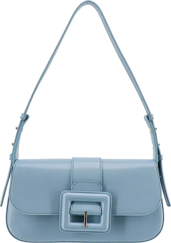 Leather shoulder bag with maxi buckle