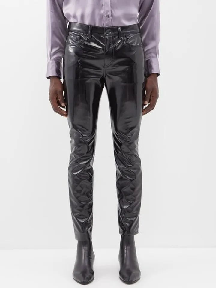 Cropped Faux-leather Skinny Jeans