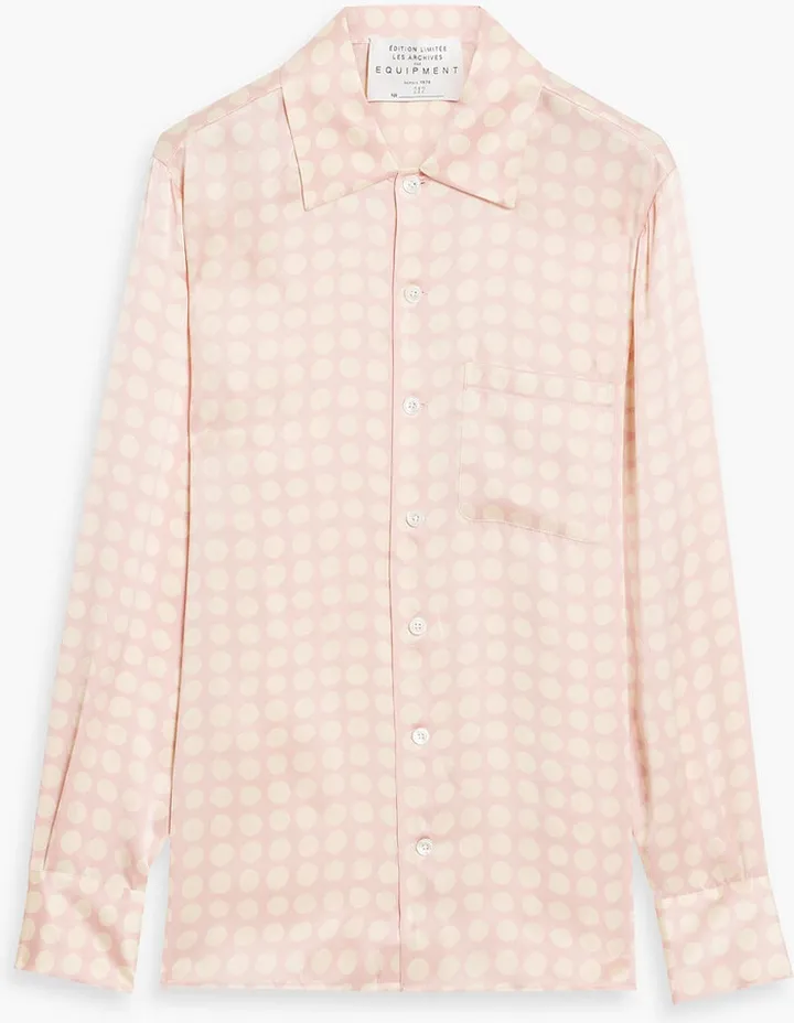 Polka-dot silk-satin shirt