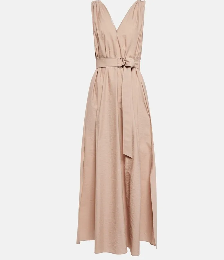 Belted v-neck midi dress