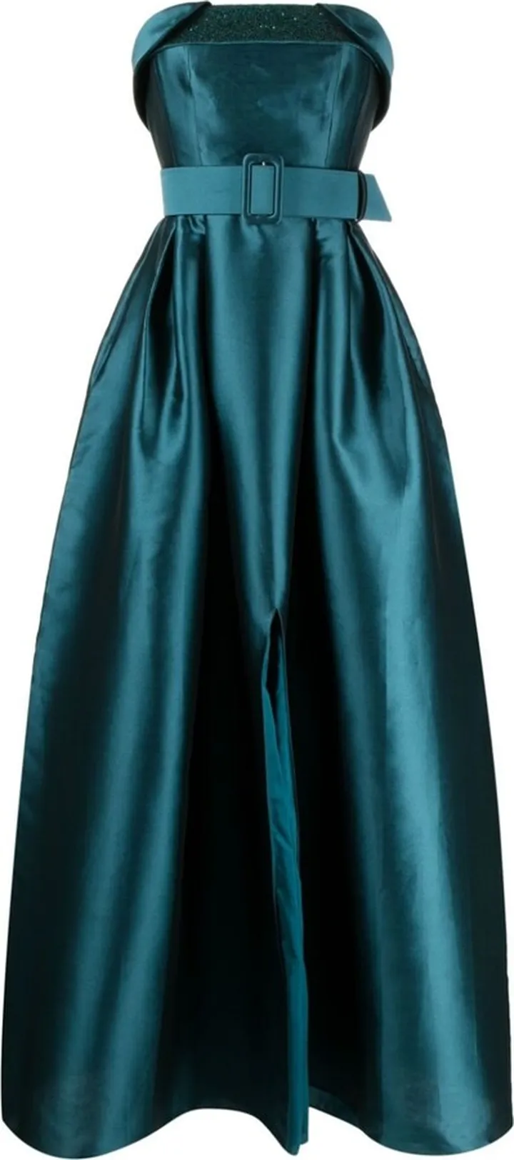 Ceri belted strapless gown