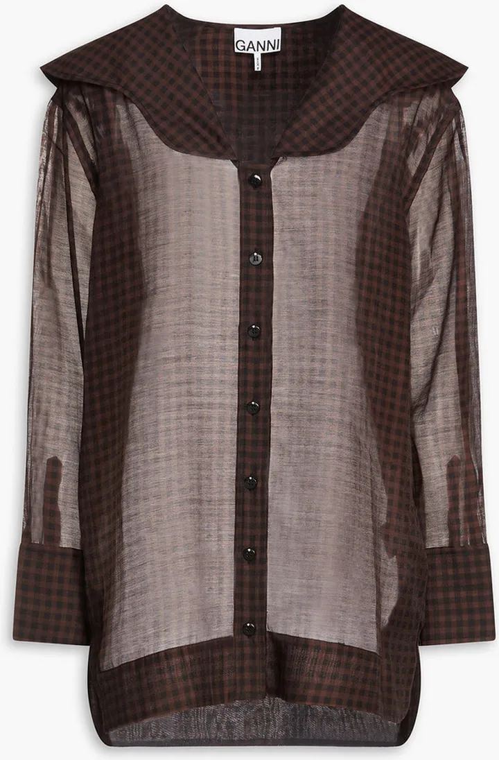 Gingham chiffon blouse