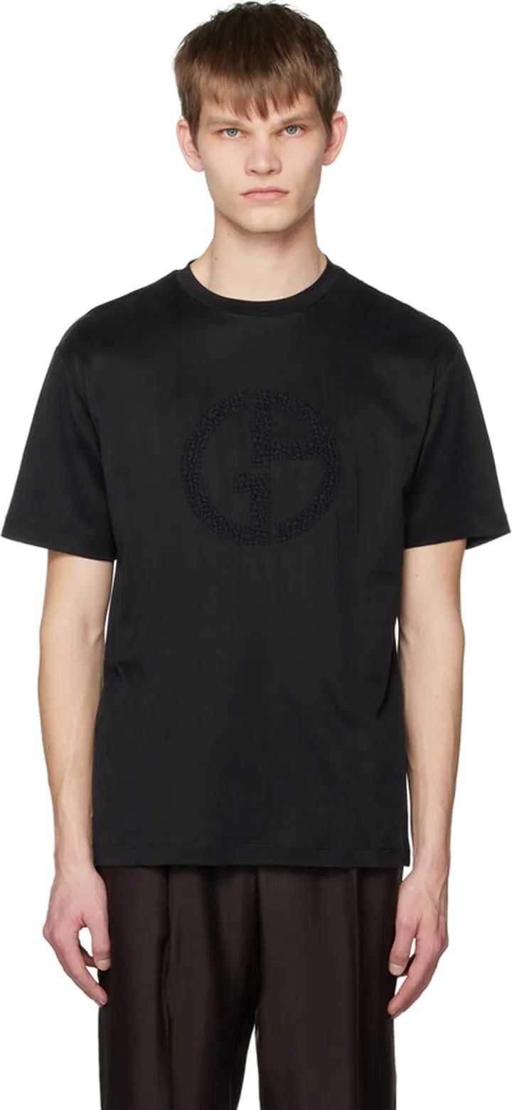 Giorgio Armani Black Embroidered T-Shirt