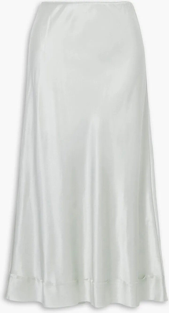 Stella silk-satin midi skirt