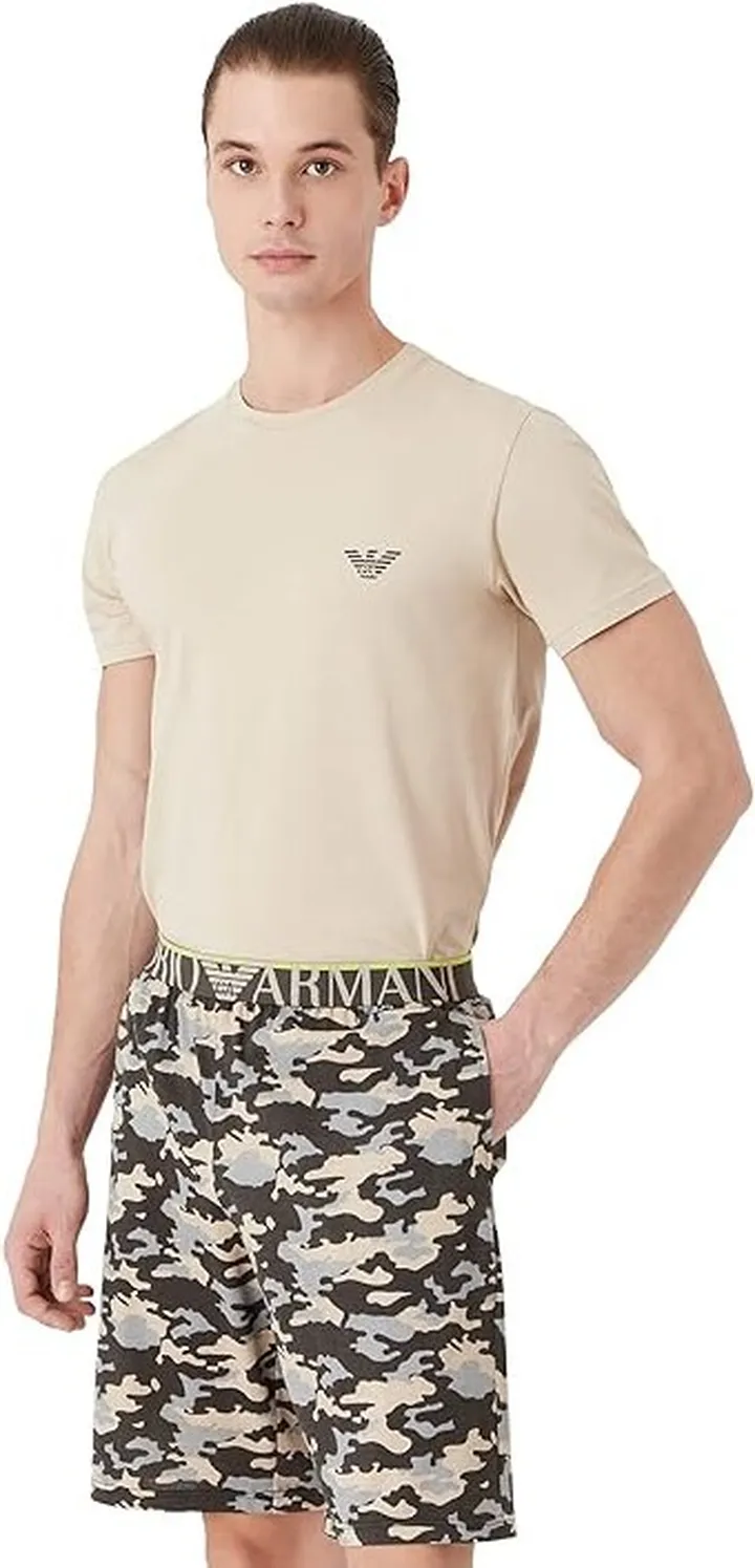 Emporio Armani All Over Camo PJ Set (Earth Camou) Men's Pajama Sets