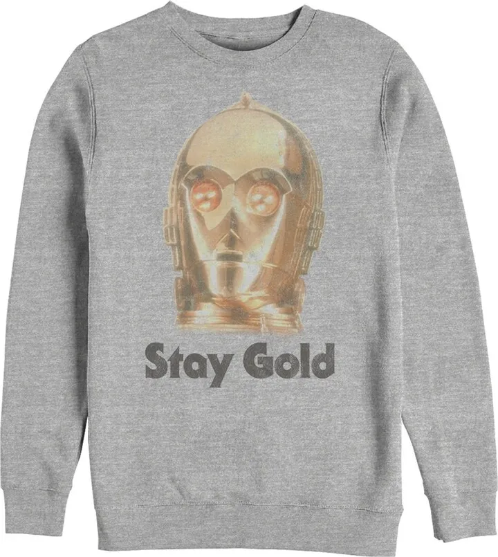 Men's Star Wars: The Rise of Skywalker C-3PO Stay Gold Sweatshirt - Athletic Heather - Medium