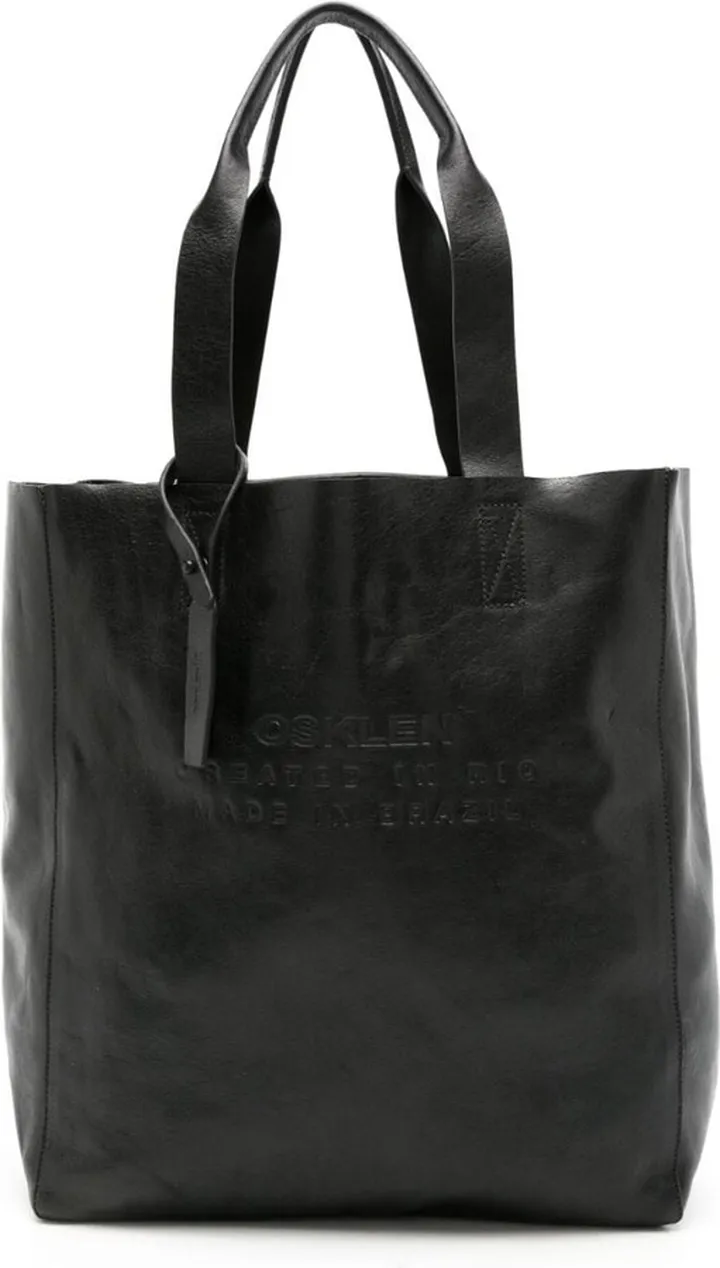 Logo-Stamp Leather Tote
