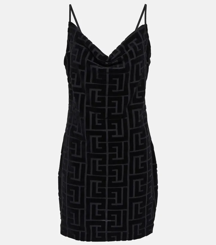 Monogram embroidered cotton minidress