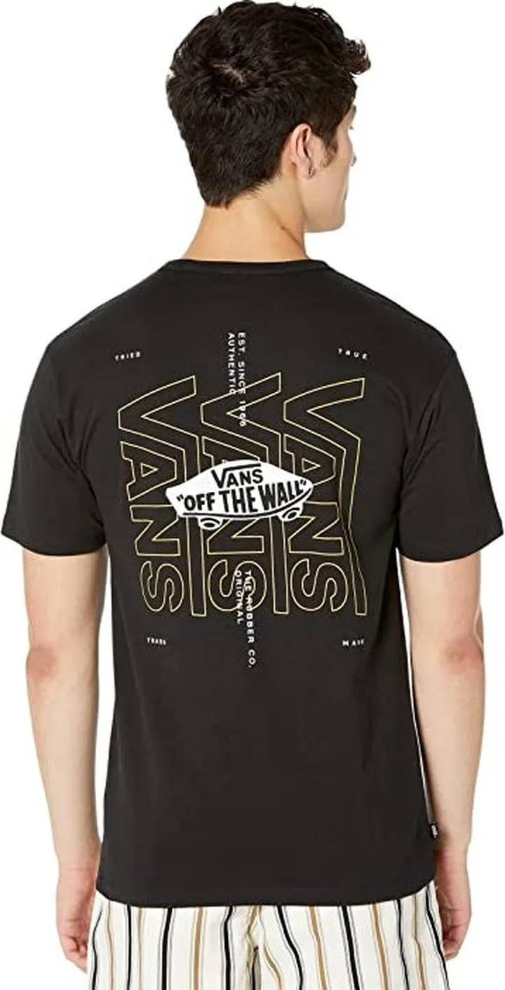 Vans Off The Wall Logo Back Short Sleeve Tee (Black) Men's Clothing