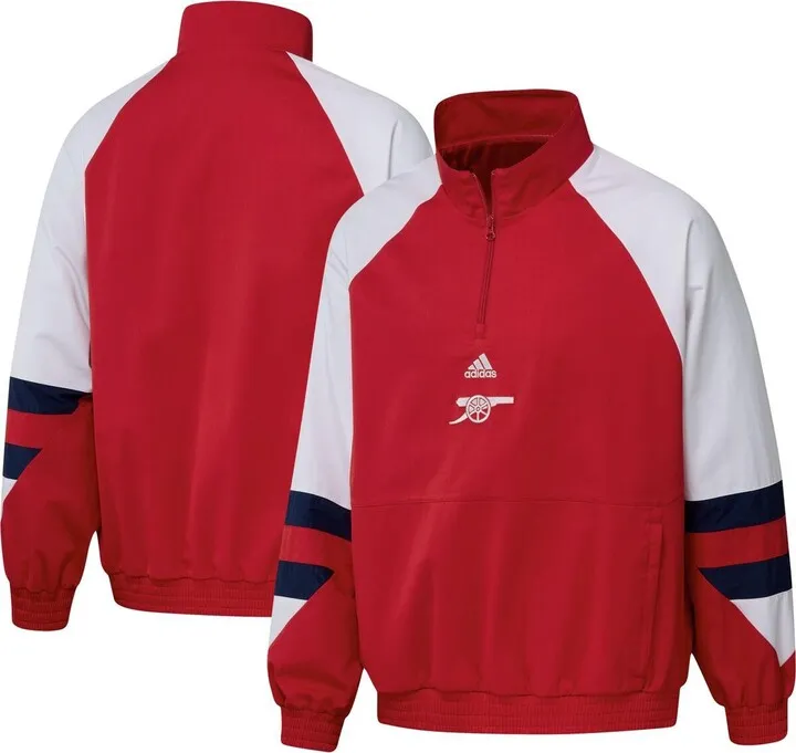 Men's adidas Red Arsenal Football Icon Raglan Quarter-Zip Top