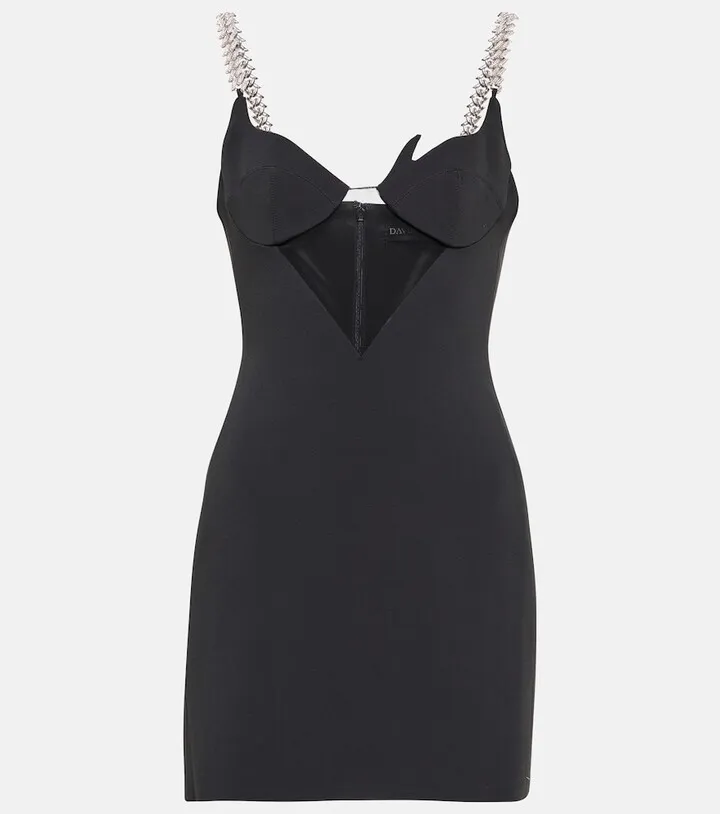 Mesh-panel embellished minidress