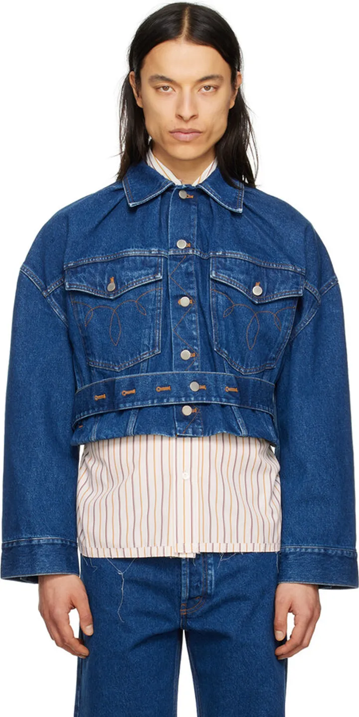 Meryll Rogge Blue Cropped Denim Jacket