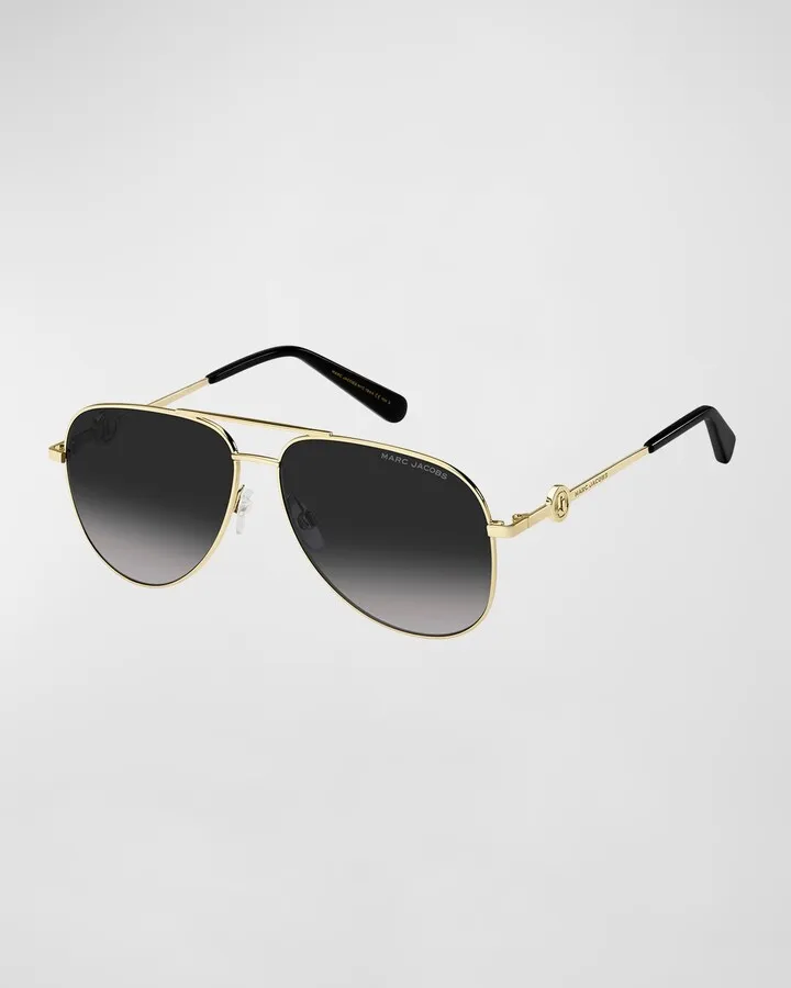 J Marc Logo Stainless Steel Aviator Sunglasses