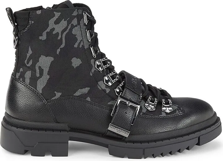 Camouflage Leather Combat Boots