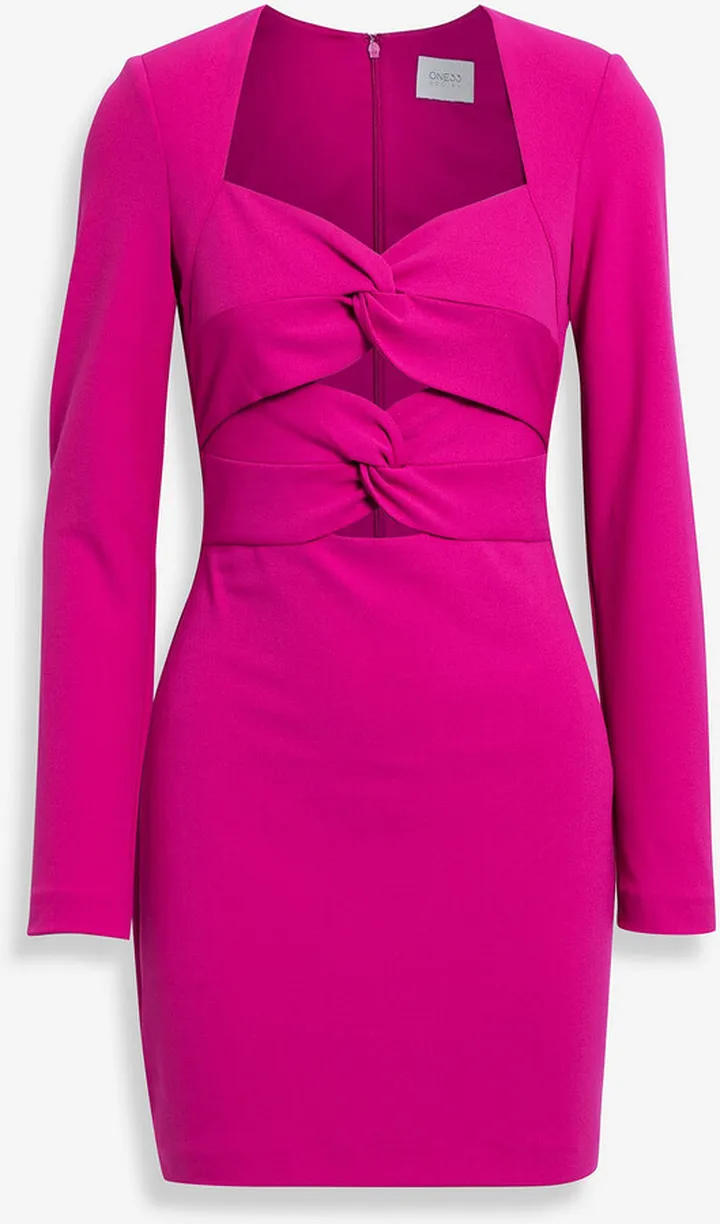 Cutout twist-front crepe mini dress