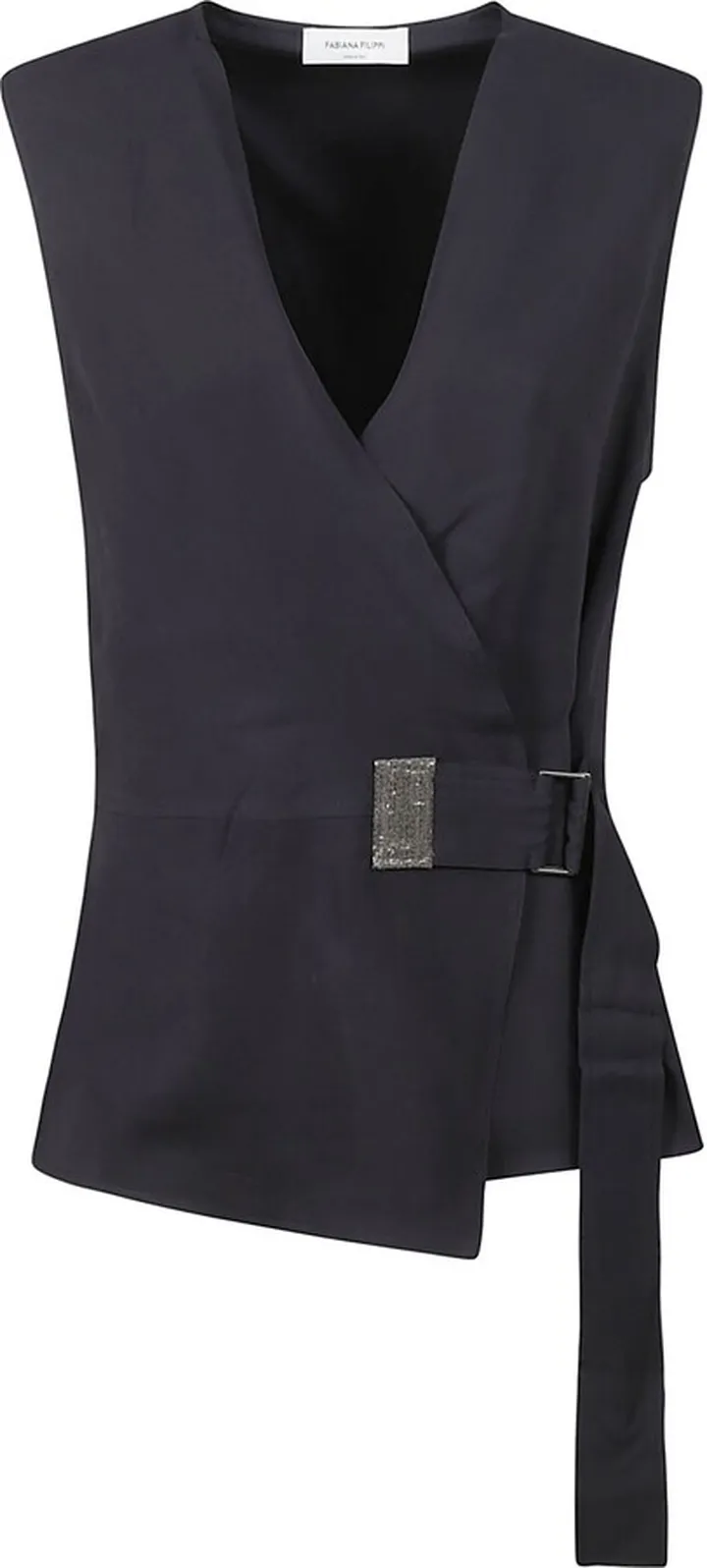 V-neck Belted Sleeveless Top