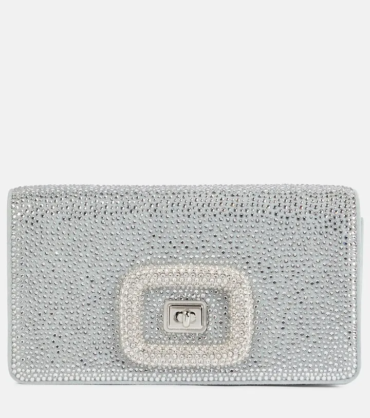 Viv' Choc embellished suede shoulder bag