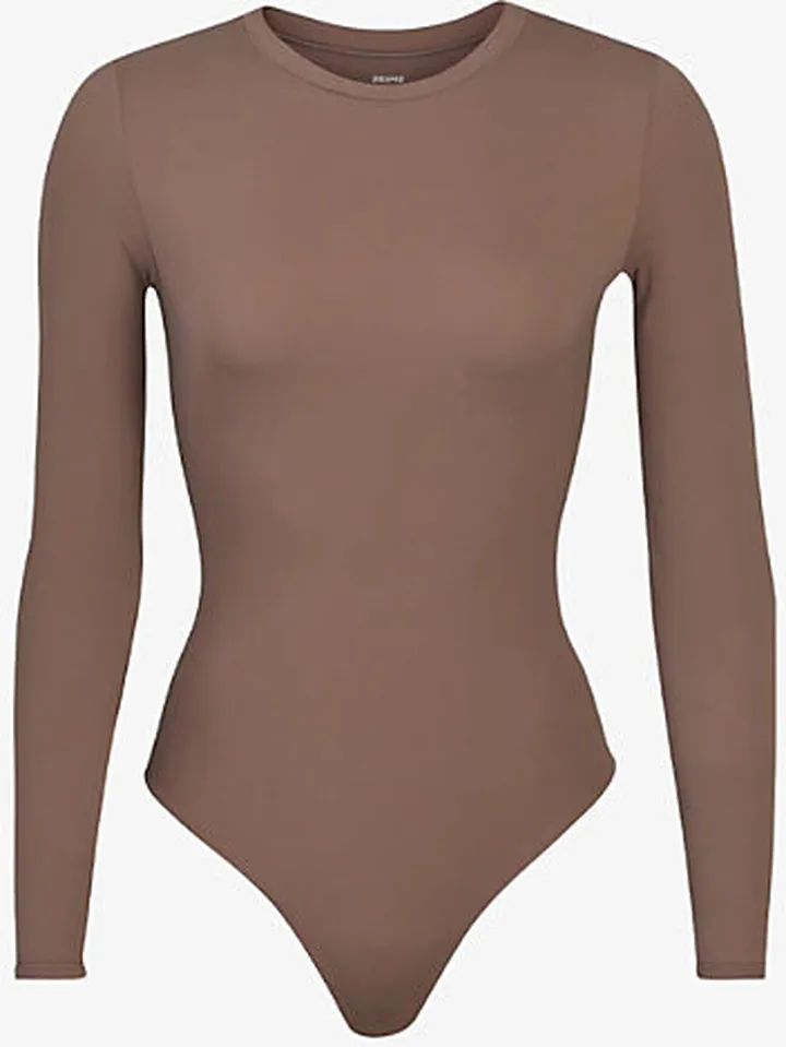 Womens Umber Fits Everybody Long-sleeve Stretch-woven Body Xxxl