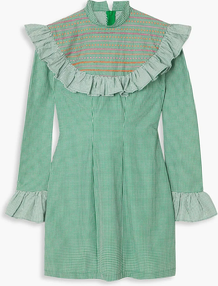 + The Vanguard Miss Swati ruffled checked cotton mini dress