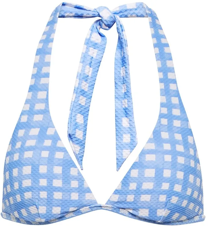 Checked halterneck bikini top