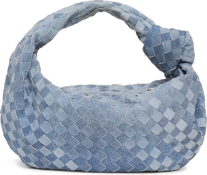 Teen Jodie Intrecciato Denim Print Leather Hobo