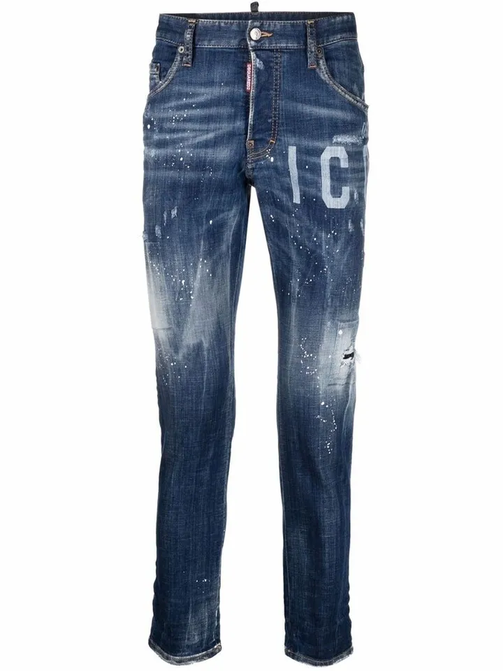 ICON print paint splatter jeans