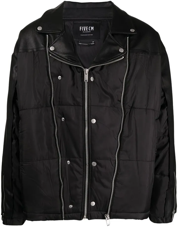 Padded Denim Mix Biker Jacket