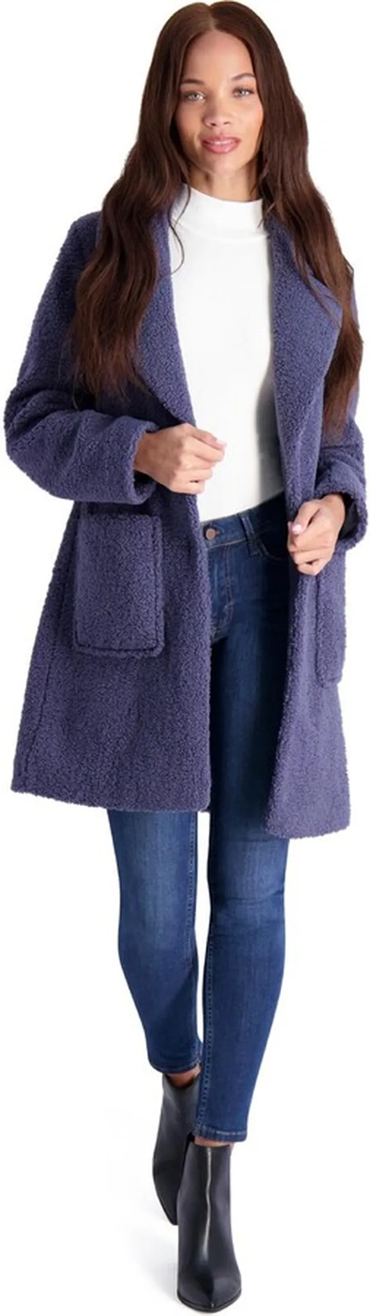 Womens Teddy Faux Shearling Faux Fur Coat