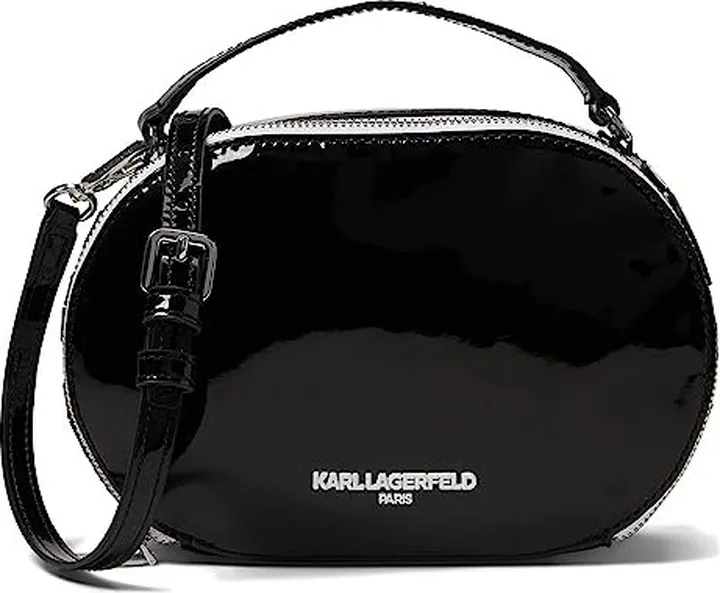 Karl Lagerfeld Paris Abrielle Crossbody (Black Patent) Handbags
