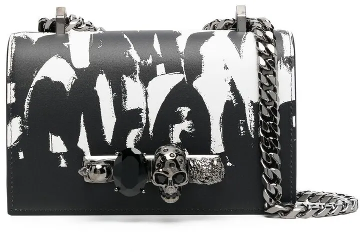 Graffiti logo-print shoulder bag
