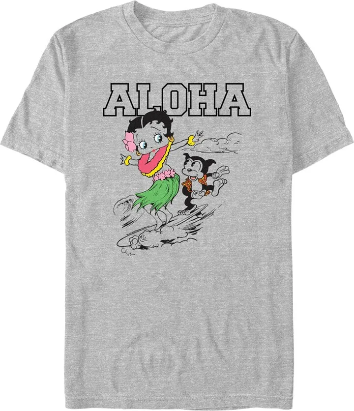 Men's Betty Boop Aloha Surfer T-Shirt - Athletic Heather - Medium