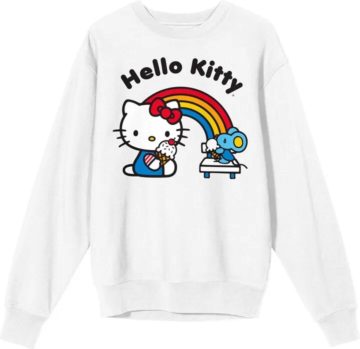 Hello Kitty Ice Cream Party Juniors White Long Sleeve Shirt-XXL