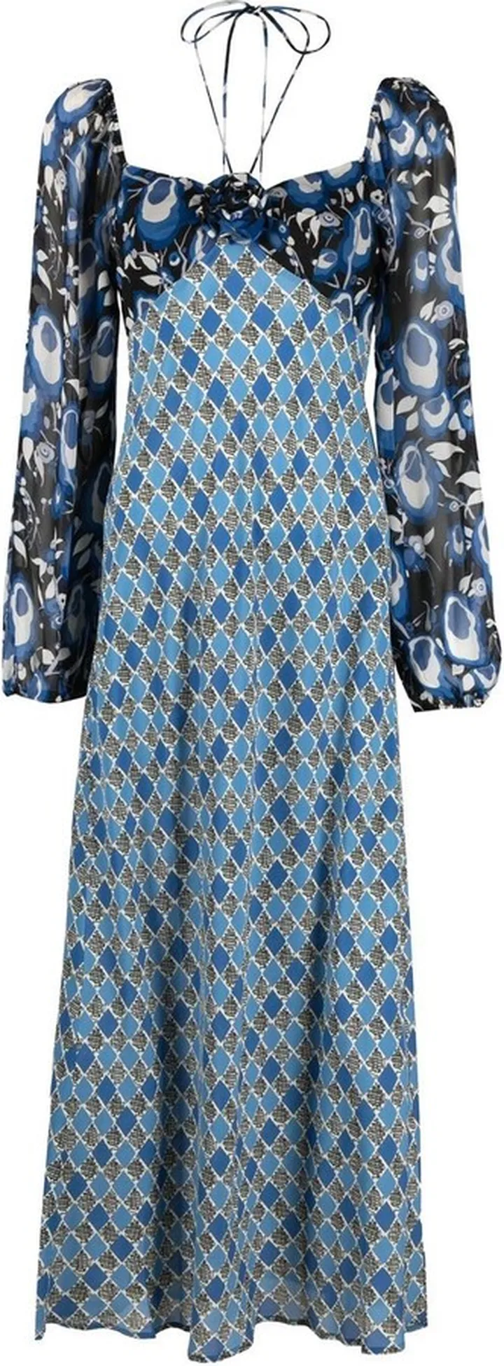 Panelled Pattern Print Midi Dress