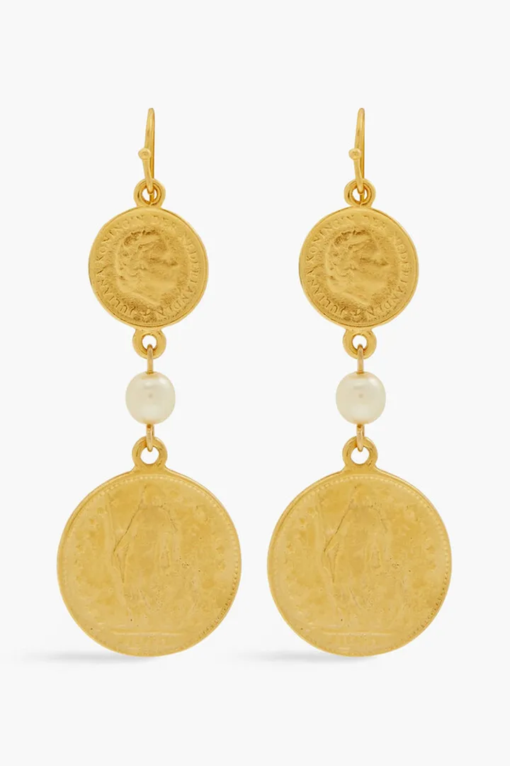 24-Karat Gold-Plated Faux Pearl Earrings