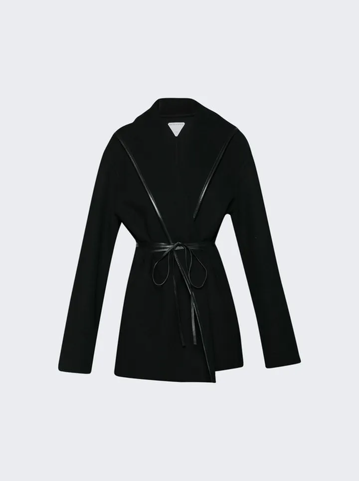 Double Wool Cashmere Short Coat Black