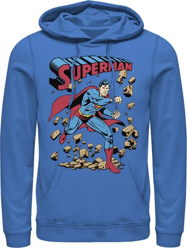 Men's Superman Hero Break Barriers Pull Over Hoodie - Royal Blue - 2X Large