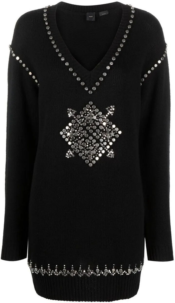 stud embellished V-neck jumper