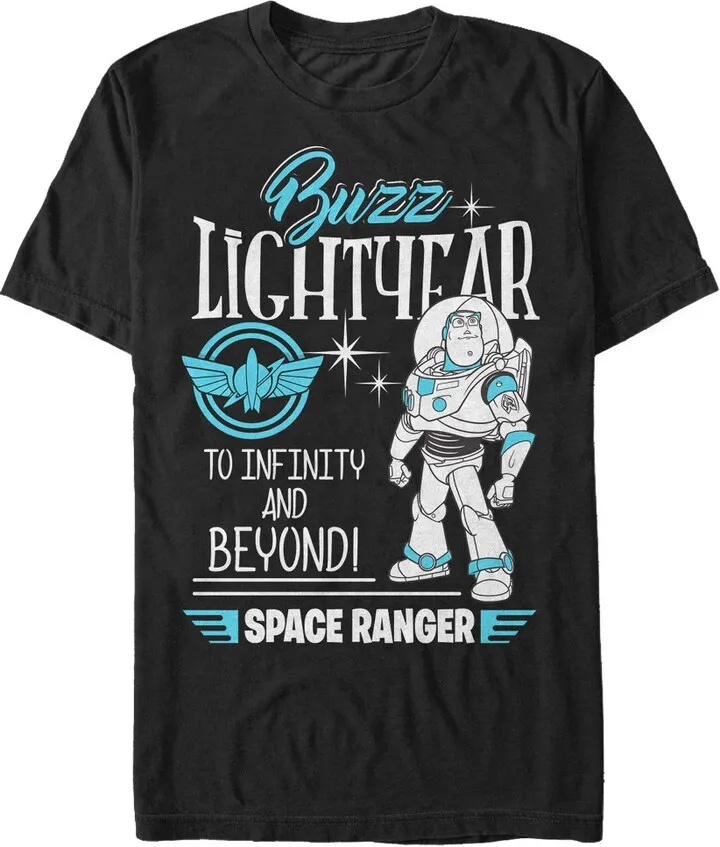 Men's Toy Story Buzz Lightyear Space Ranger Badge T-Shirt - Black - Large