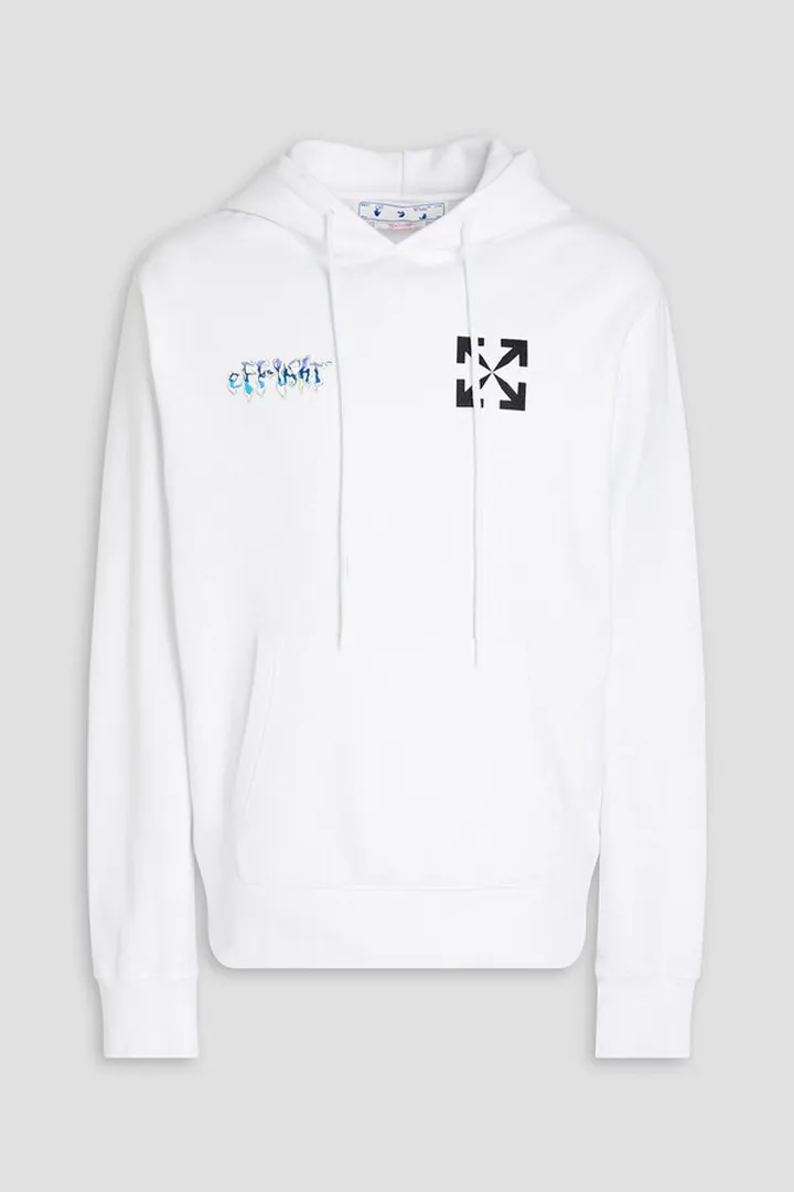 Printed cotton-fleece hoodie