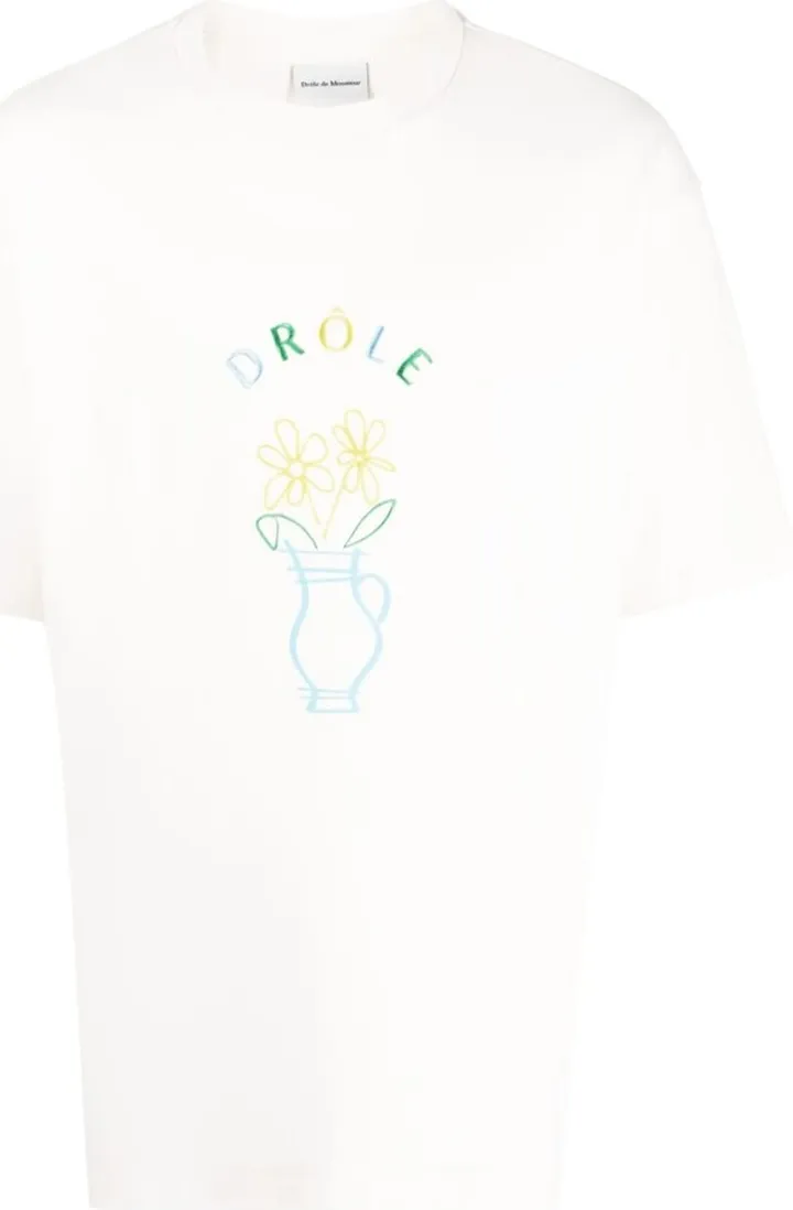 embroidered-design T-shirt
