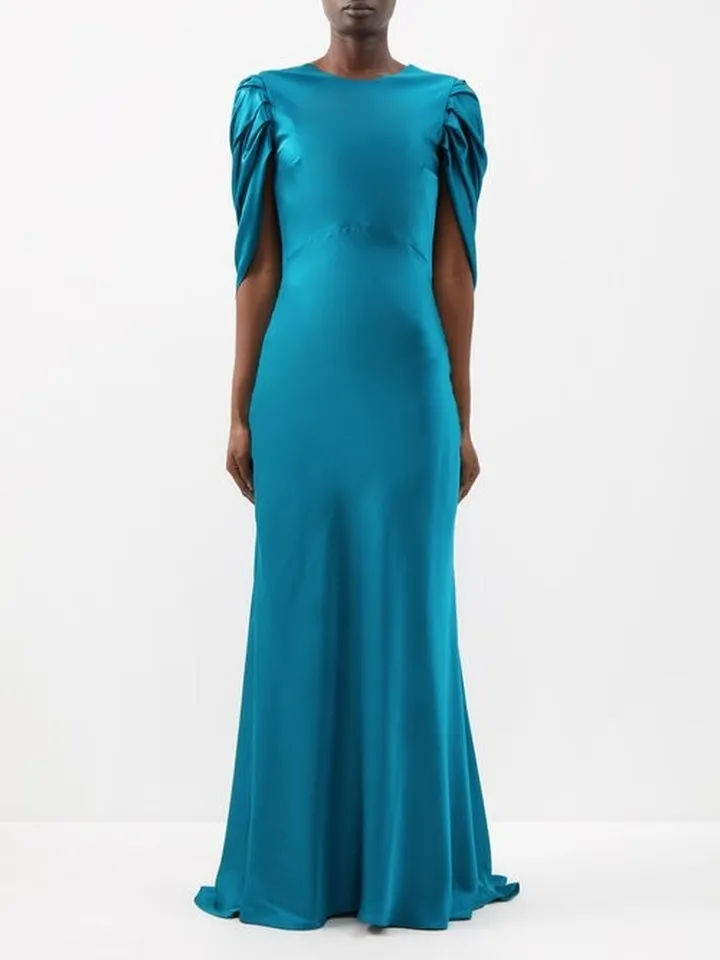 Cowl-back Silk-satin Gown