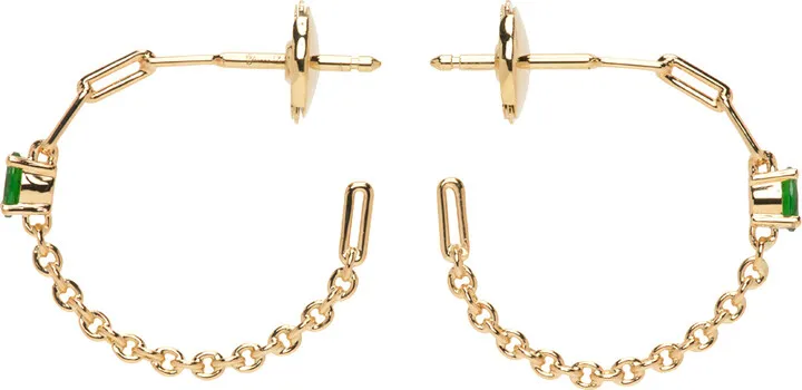 Yvonne Léon Gold Paire De Créoles Solitaire Earrings