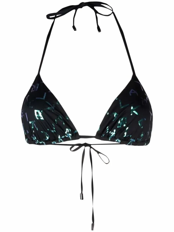 Iridescent Logo Triangle Bikini Top