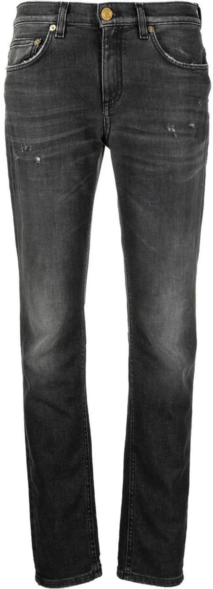 Distressed-Detail Straight-Leg Jeans