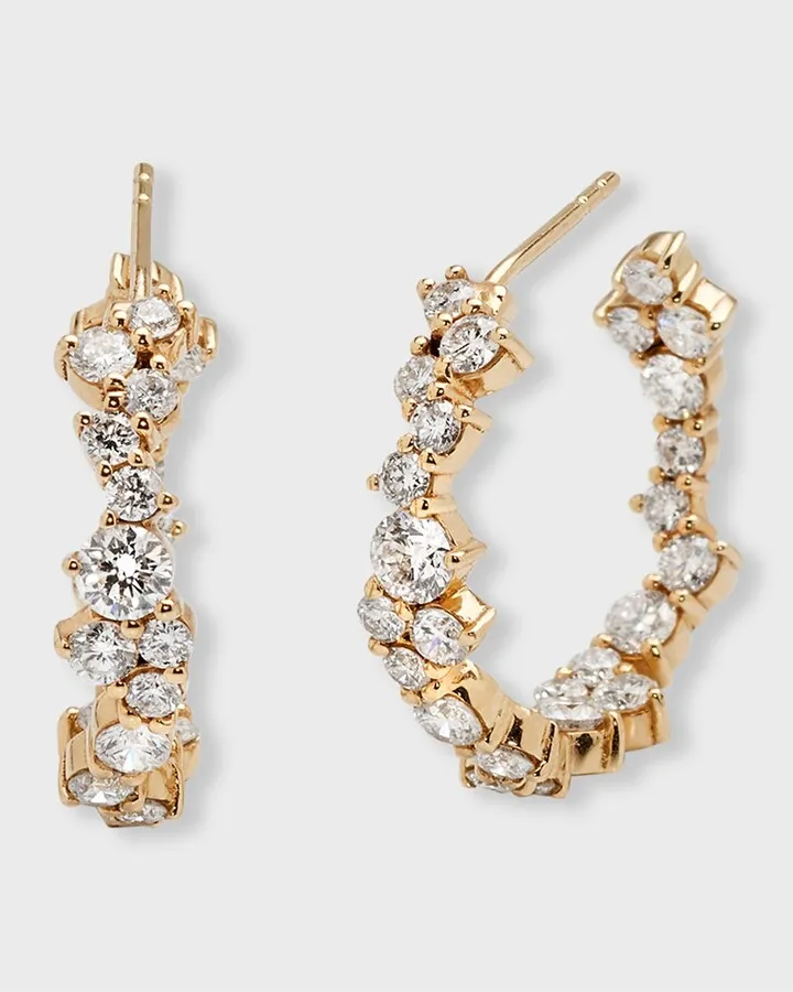 14k Gold 50-Diamond Hoop Earrings