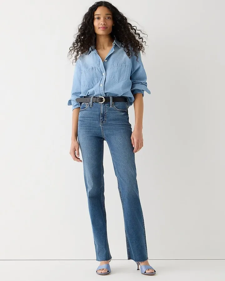 Petite high-rise slim demi-boot jean in Brookshire wash