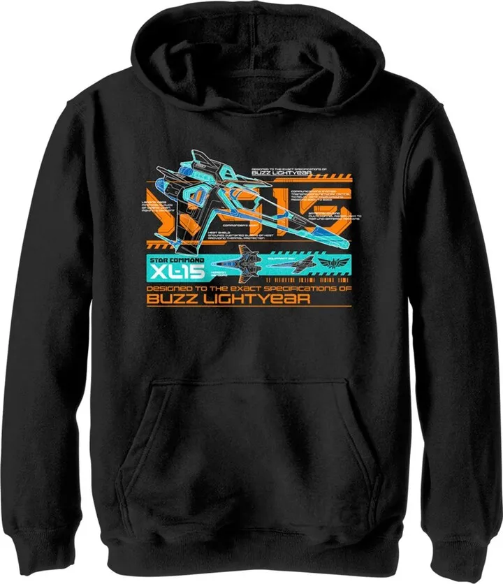 Boy's Lightyear XL-15 Design Pull Over Hoodie - Black - Small