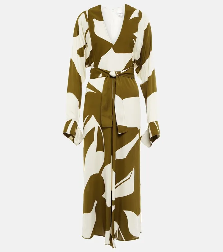 Printed wrap midi dress