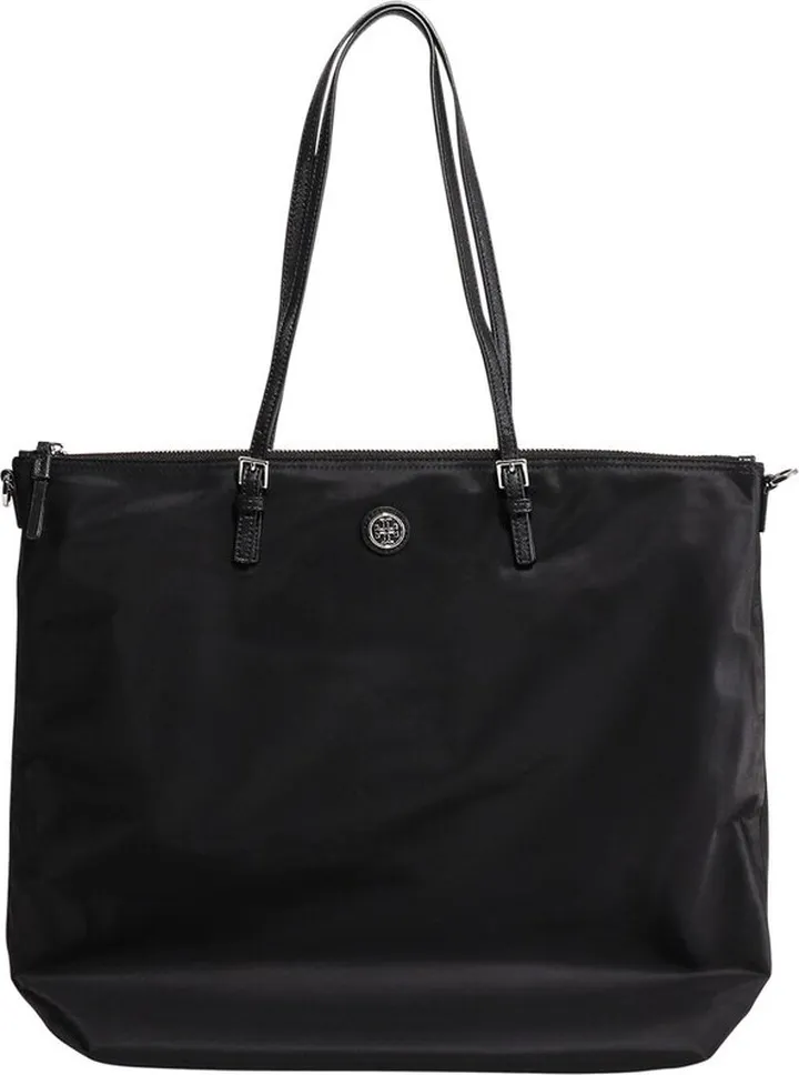 Tory Burch Logo Plaque Zipped Tote Bag